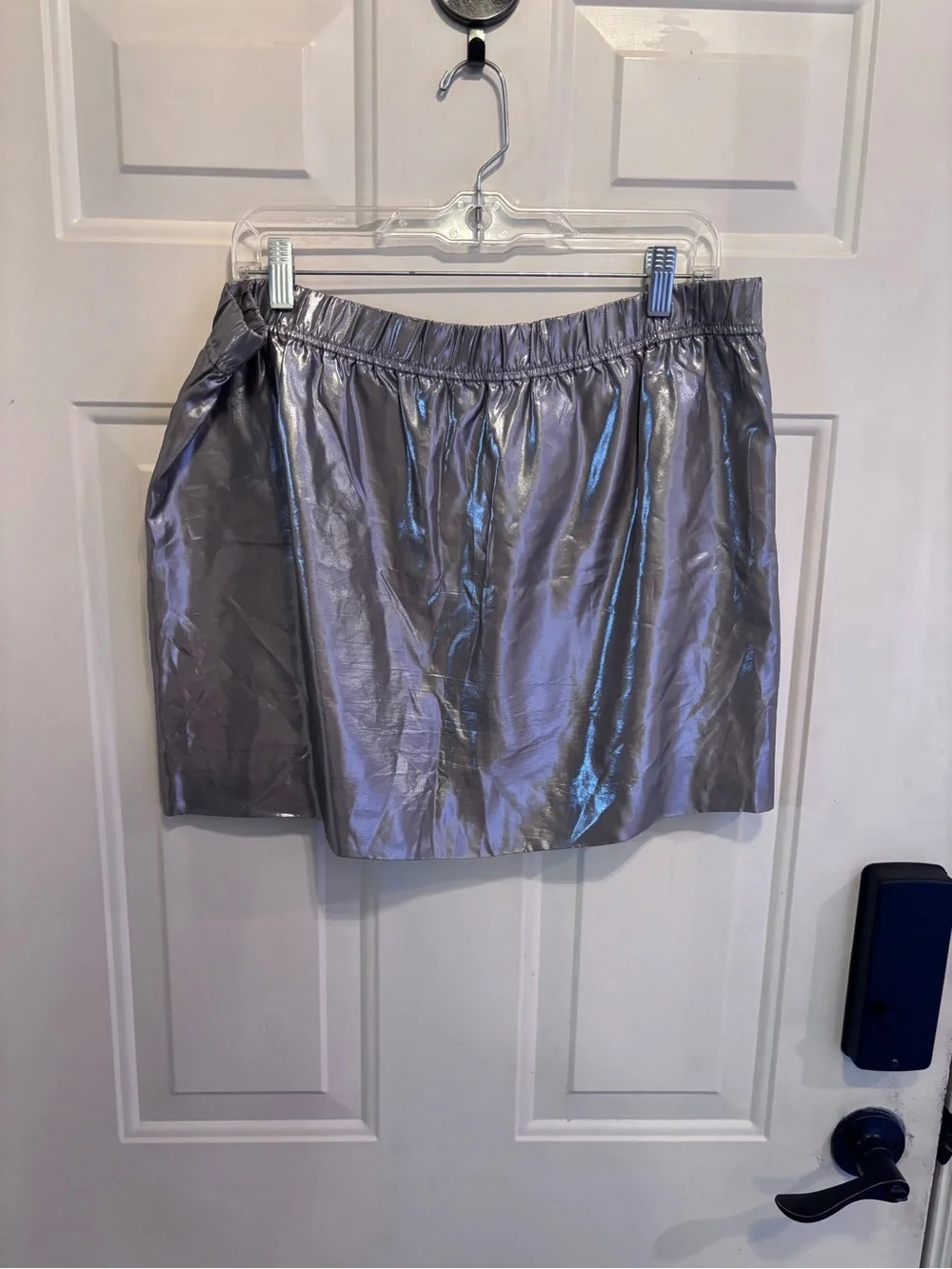 J. Crew Metallic Silk Silver A-Line Mini Skirt